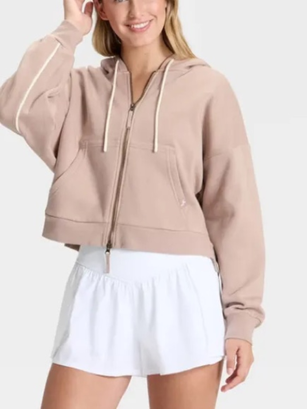 JoyLab Women's Piped Cropped Full Zip Sweatshirt Size XL
